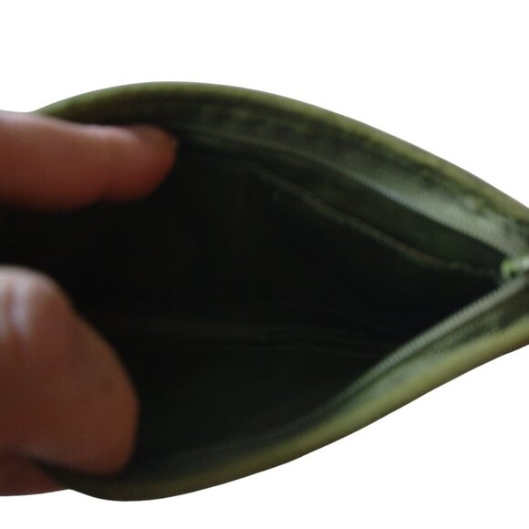 Kenneth Cole Reaction Wristlet Clutch Pouch Green Leather Classic - Picture 3 of 4